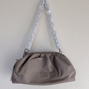 Badgley Mischka Taupe Chain Clutch Removable Chain Inside Zip Pocket New…